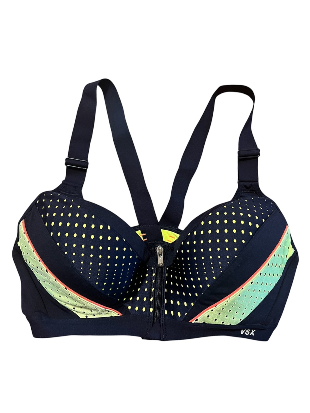 VSX Women's Navy Performance Sports Bra with Lime Accents 36B